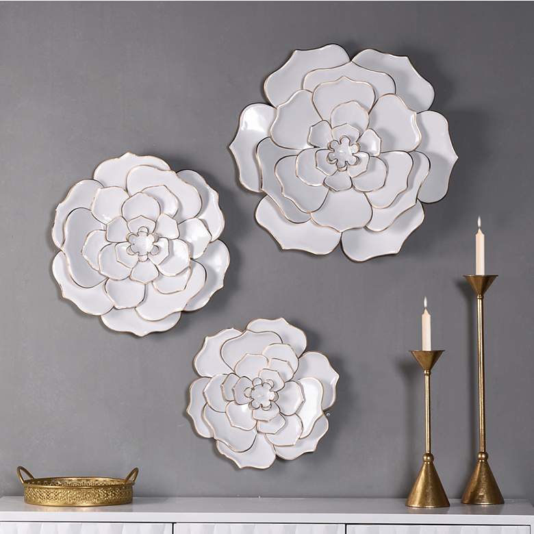 Image 1 Floral Metal Wall Art - 3-Piece Set