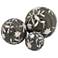 Floral Painted Decorative Orbs - Set of 3 - Brown & White