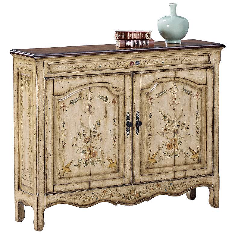 Image 1 Floral Painted Two-Door Accent Console