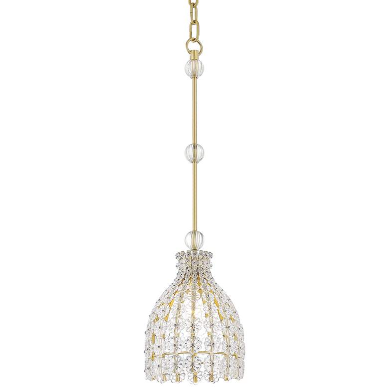 Image 1 Floral Park 7 1/2 inch Wide Aged Brass Mini Pendant Light