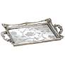 Floral Pattern 13" Wide Silver Mirrored Decorative Tray in scene