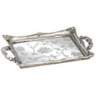Floral Pattern 13" Wide Silver Mirrored Decorative Tray