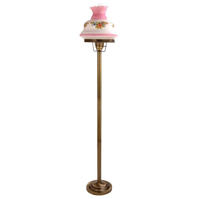 Image 1 Floral Pink Hurricane Floor Lamp