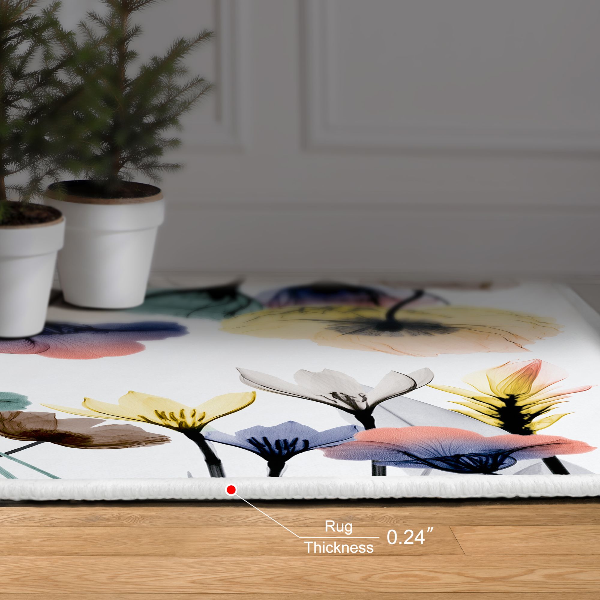 Image 6 Floral Pleasures I Washable Flowers Art Area Rug size 5'x8' more views