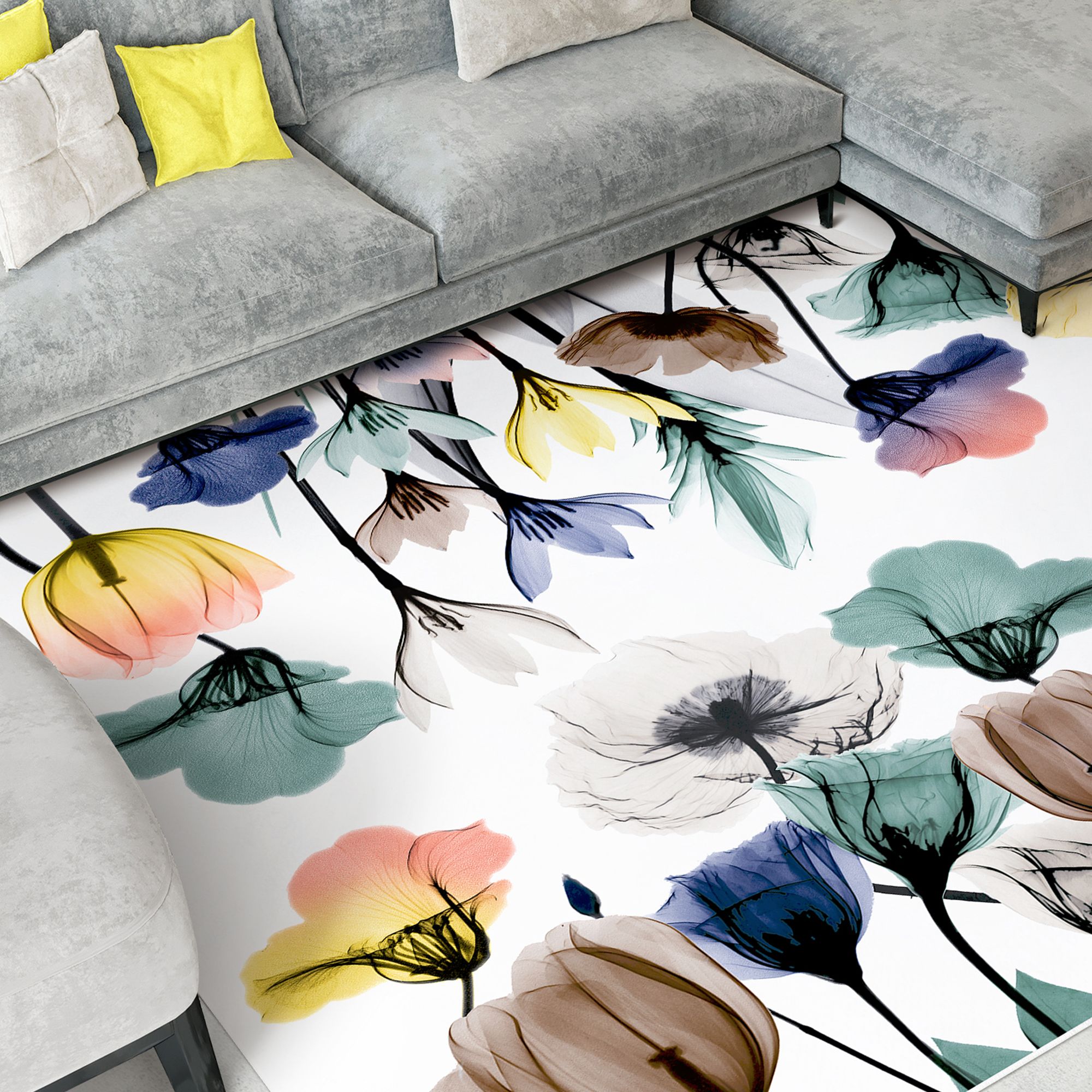 Image 5 Floral Pleasures I Washable Flowers Art Area Rug size 8'x10' more views