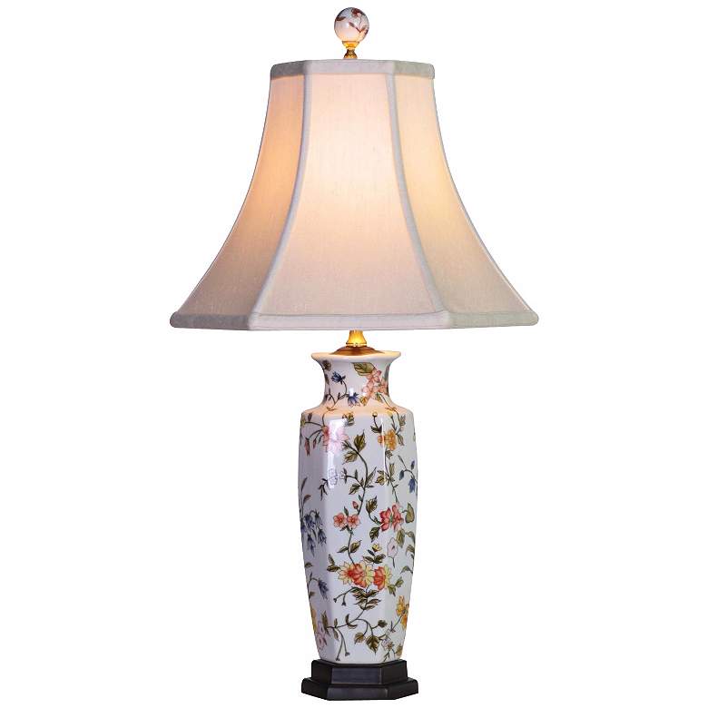 Image 1 Floral Porcelain Slim Vase Table Lamp