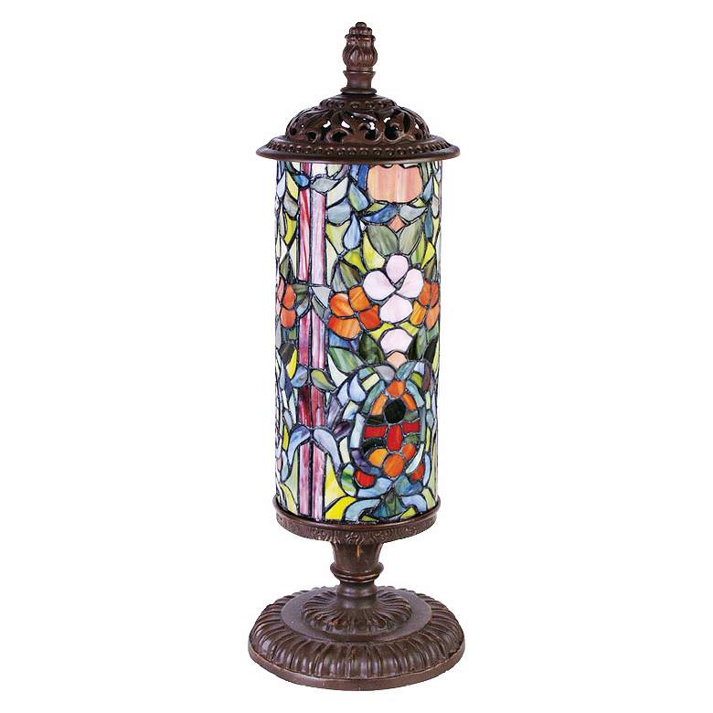 Image 1 Floral Posy Tiffany Style Glass Cylinder Lamp