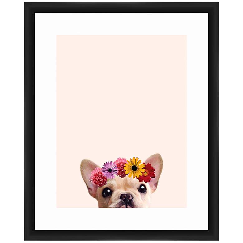 Image 1 Floral Puppy I 22 inch High Framed Giclee Wall Art 