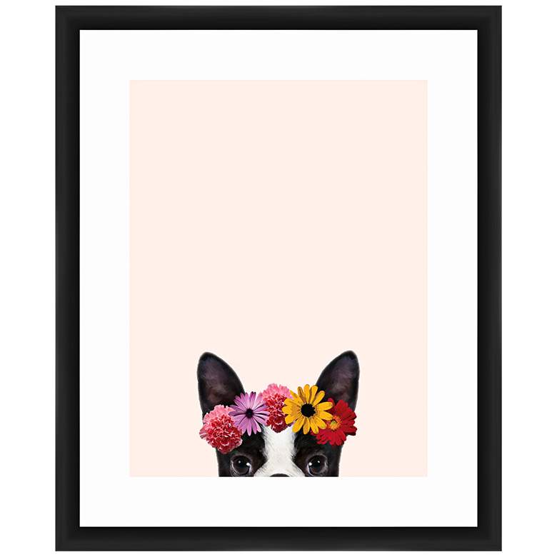 Image 1 Floral Puppy II 22 inch High Framed Giclee Wall Art 