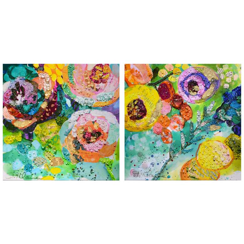 Image 1 Floral Radiance I & II Crystallus Epoxy Coated Wrapped Canvas Wall Art