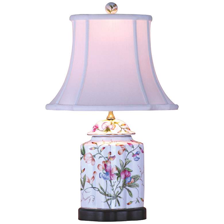 Image 2 Floral Scalloped White Porcelain 22" High Traditional Tea Jar Lamp