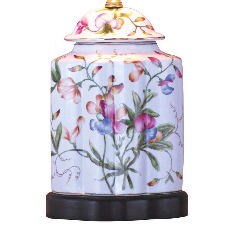 Image 4 Floral Scalloped White Porcelain 22 inch High Traditional Tea Jar Lamp more views