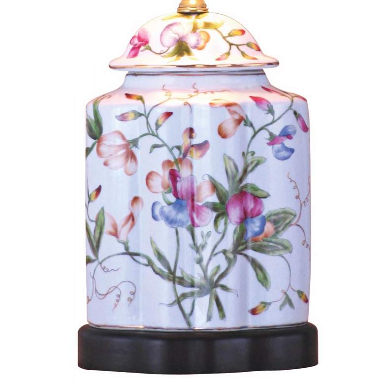 Image 4 Floral Scalloped White Porcelain 22" High Traditional Tea Jar Lamp more views