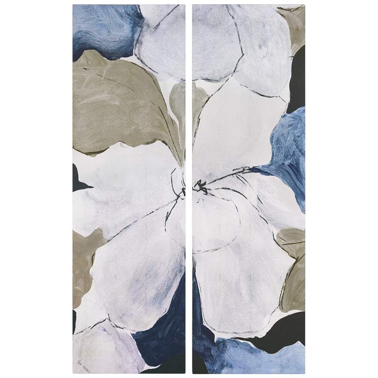 Image 1 Floral Serenity I&II" Flower Silver Shagreen Wrapped Canvas Wall Art S