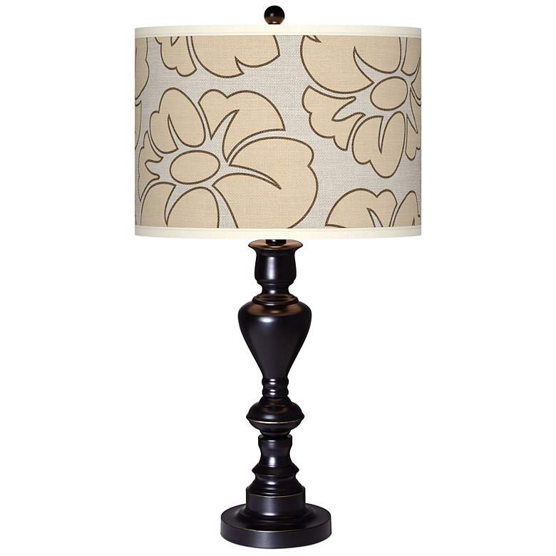 Image 1 Floral Silhouette Giclee Glow Black Bronze Table Lamp