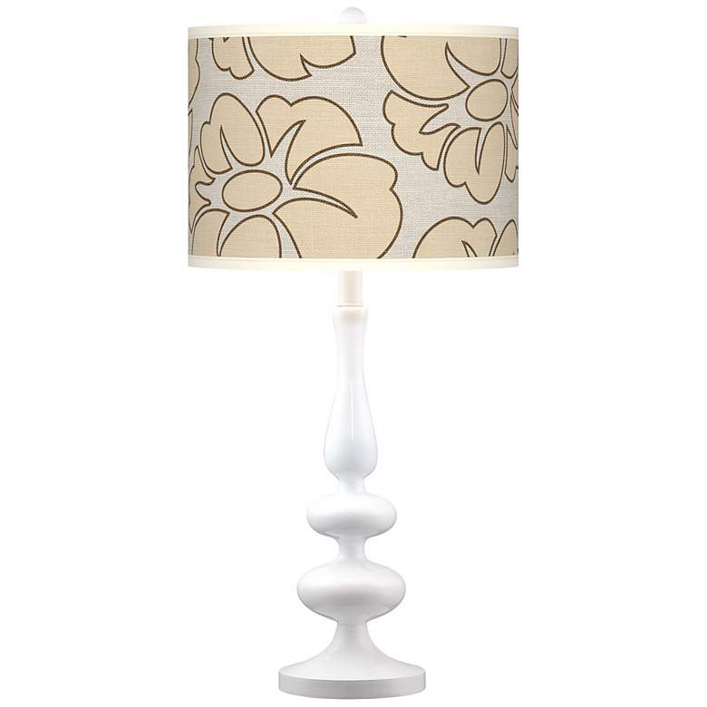 Image 1 Floral Silhouette Giclee Paley White Table Lamp