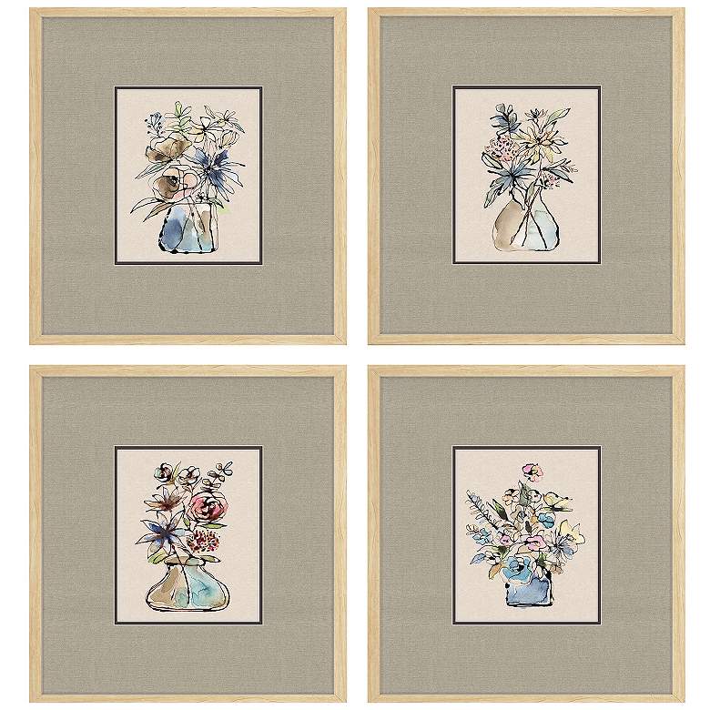 Image 1 Floral Sketch 18"W x 20"H Framed Art Set of 4
