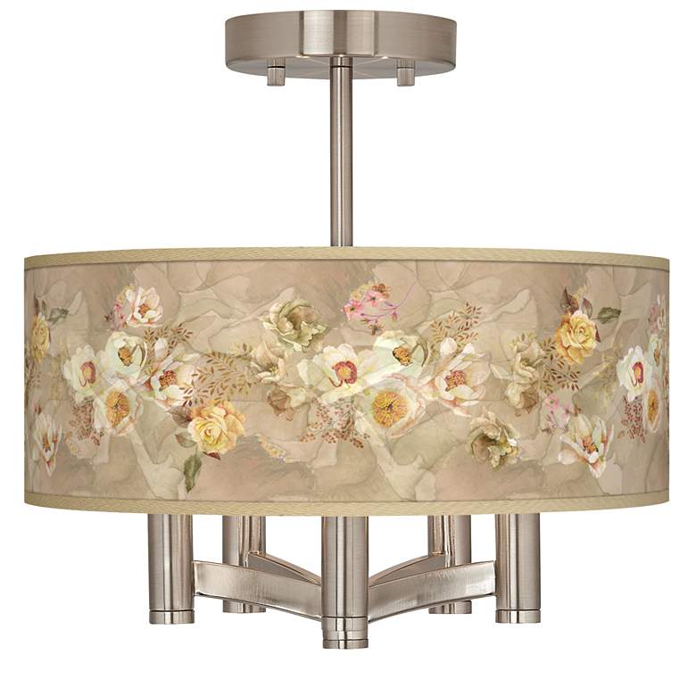 Image 1 Floral Spray Ava 5-Light Nickel Ceiling Light