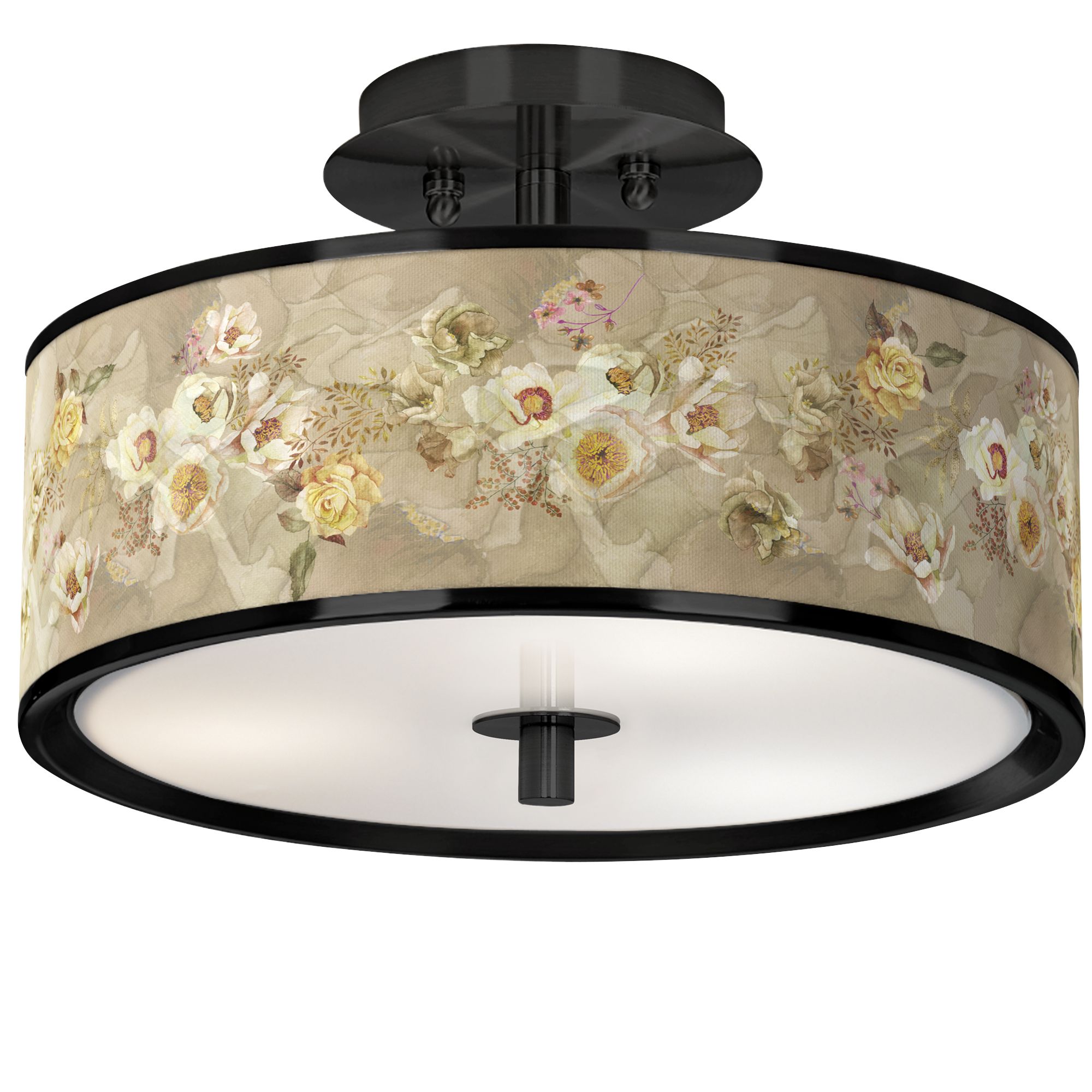 Image Floral Spray Black 14" Wide Ceiling Light