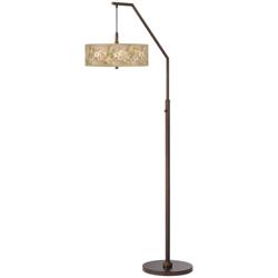 Floral Spray Bronze Downbridge Arc Floor Lamp