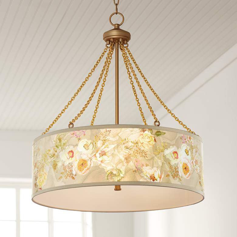Image 1 Floral Spray Dana Antique Brass Pendant Light