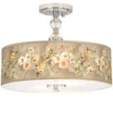 Floral Spray Giclee 16&quot; Wide Semi-Flush Ceiling Light