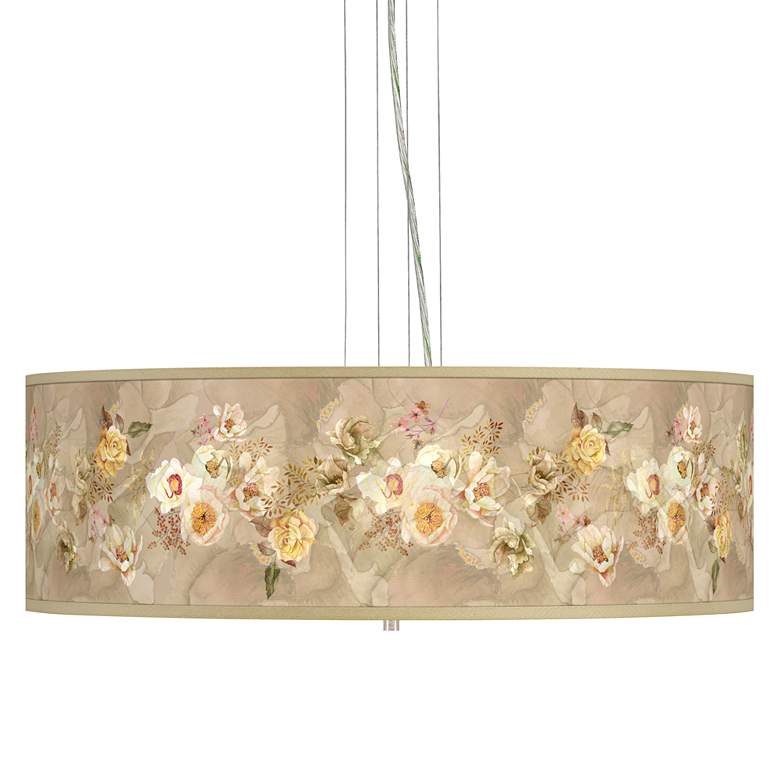 Image 1 Floral Spray Giclee 24 inch Wide 4-Light Pendant Chandelier