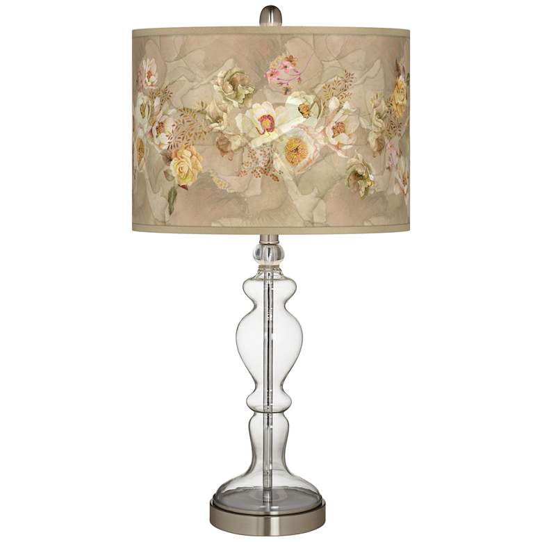 Image 1 Floral Spray Giclee Apothecary Clear Glass Table Lamp