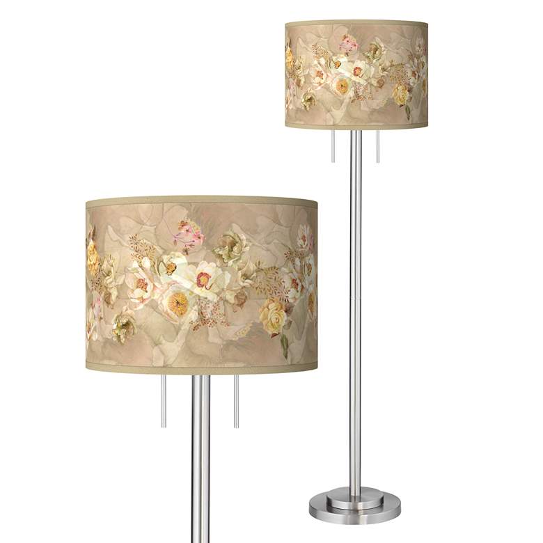 Image 1 Floral Spray Giclee Brushed Nickel Garth Floor Lamp