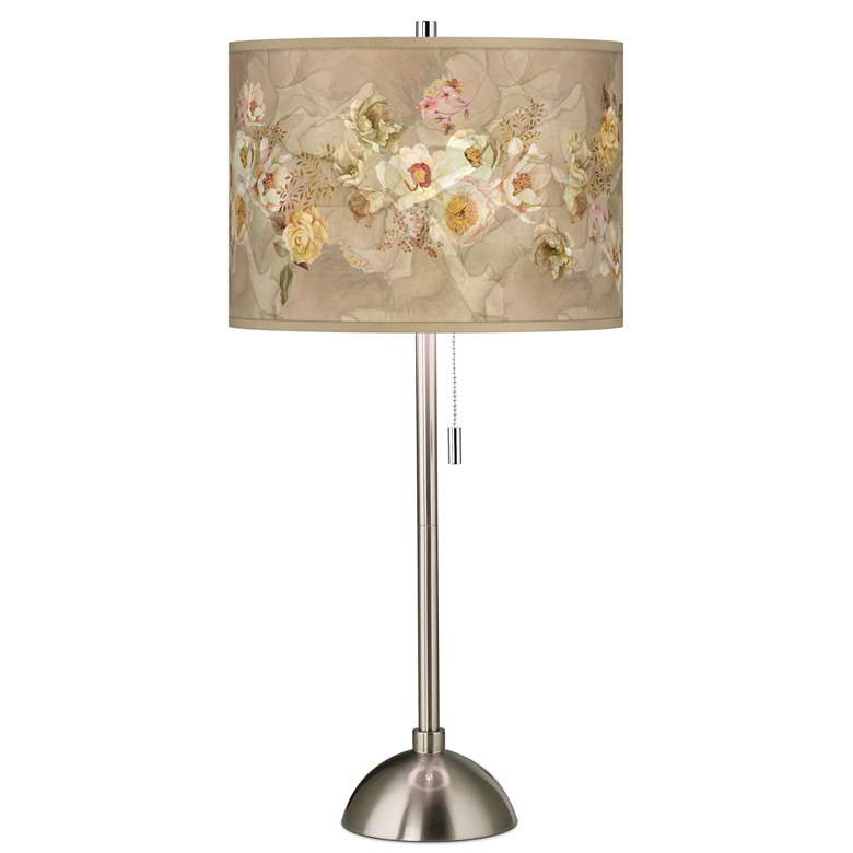 Image 1 Floral Spray Giclee Brushed Nickel Table Lamp