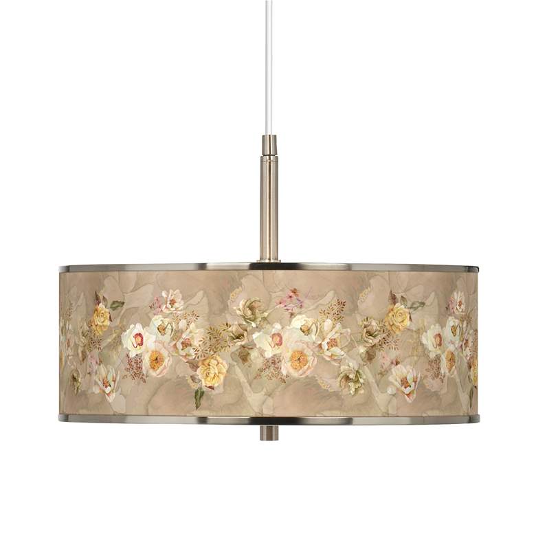 Image 1 Floral Spray Giclee Glow 16" Wide Pendant Light
