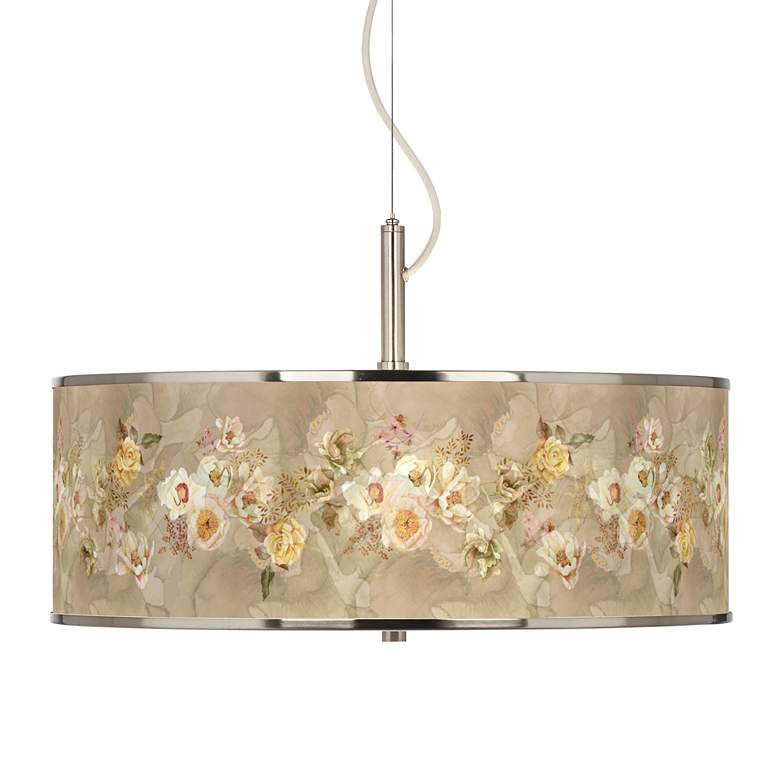 Floral Spray Giclee Glow 20 inch Wide Pendant Light