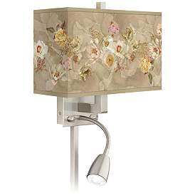Image1 of Floral Spray Giclee Glow LED Reading Light Plug-In Sconce