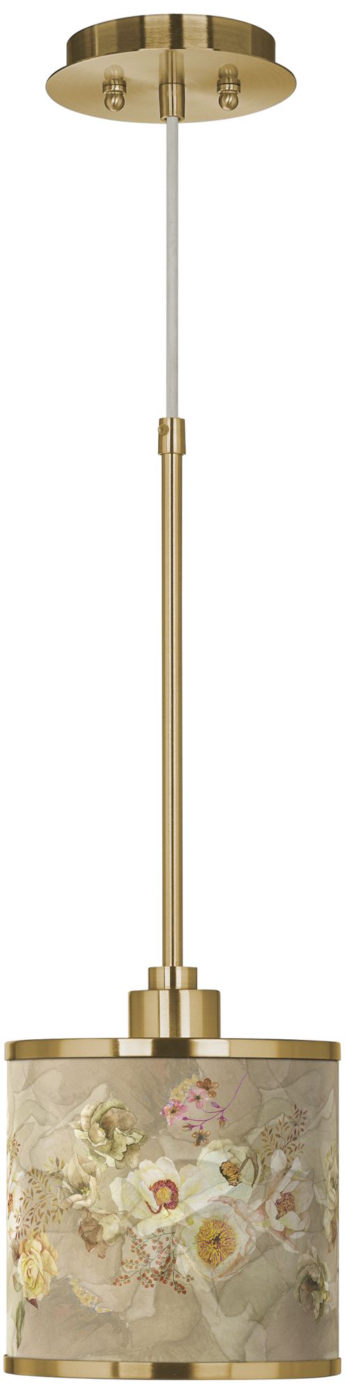 Floral Spray Giclee Gold Mini Pendant Light