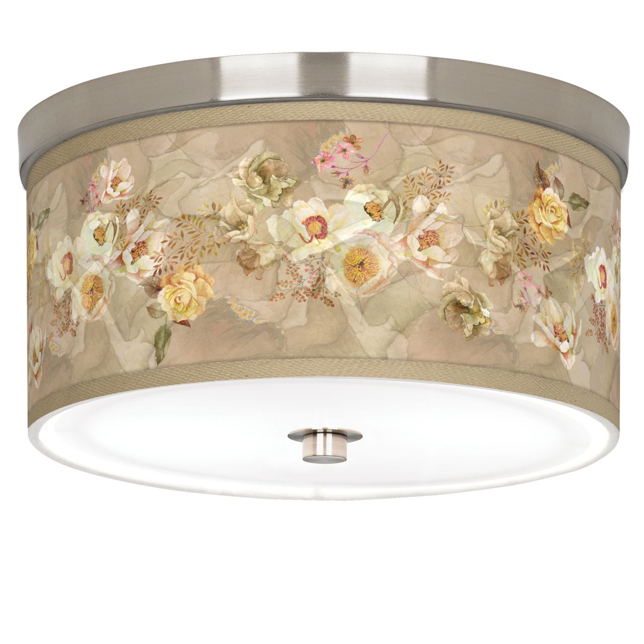 Image Floral Spray Giclee Nickel 10 1/4" Wide Ceiling Light