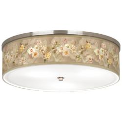 Floral Spray Giclee Nickel 20 1/4&quot; Wide Ceiling Light