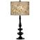 Floral Spray Giclee Paley Black Table Lamp