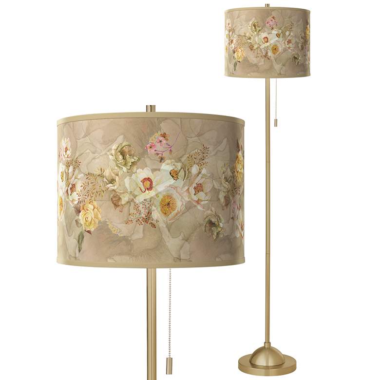 Image 1 Floral Spray Giclee Warm Gold Stick Floor Lamp