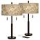 Floral Spray Robbie Bronze USB Table Lamps Set of 2