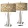 Floral Spray Vicki Brushed Nickel USB Table Lamps Set of 2