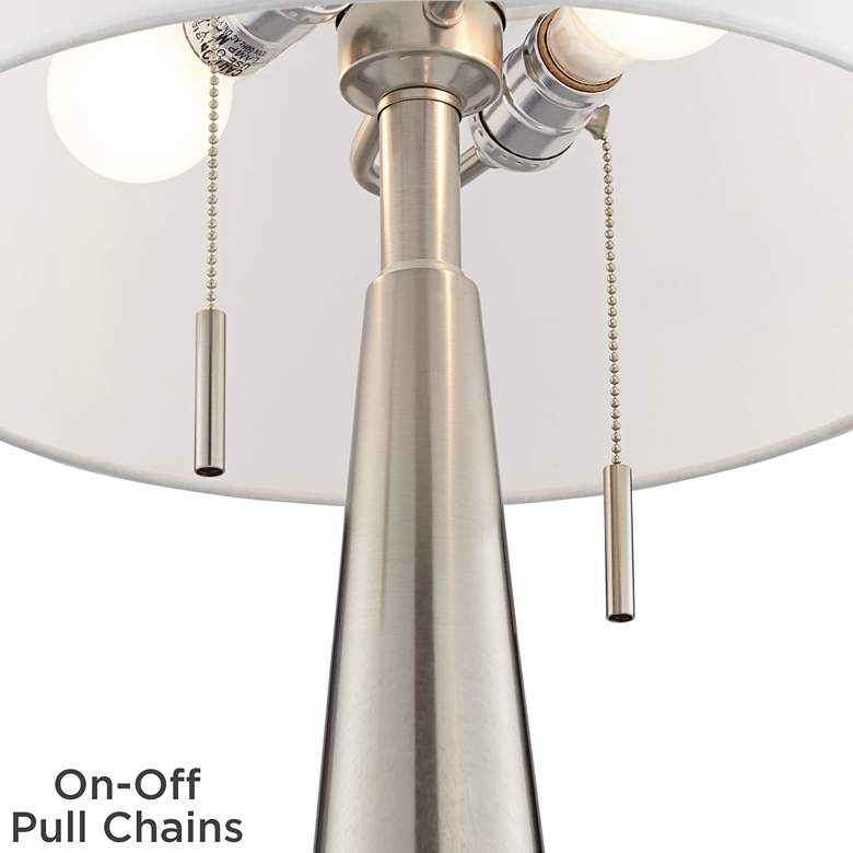 Image 3 Floral Spray Vicki Brushed Nickel USB Table Lamps Set of 2 more views