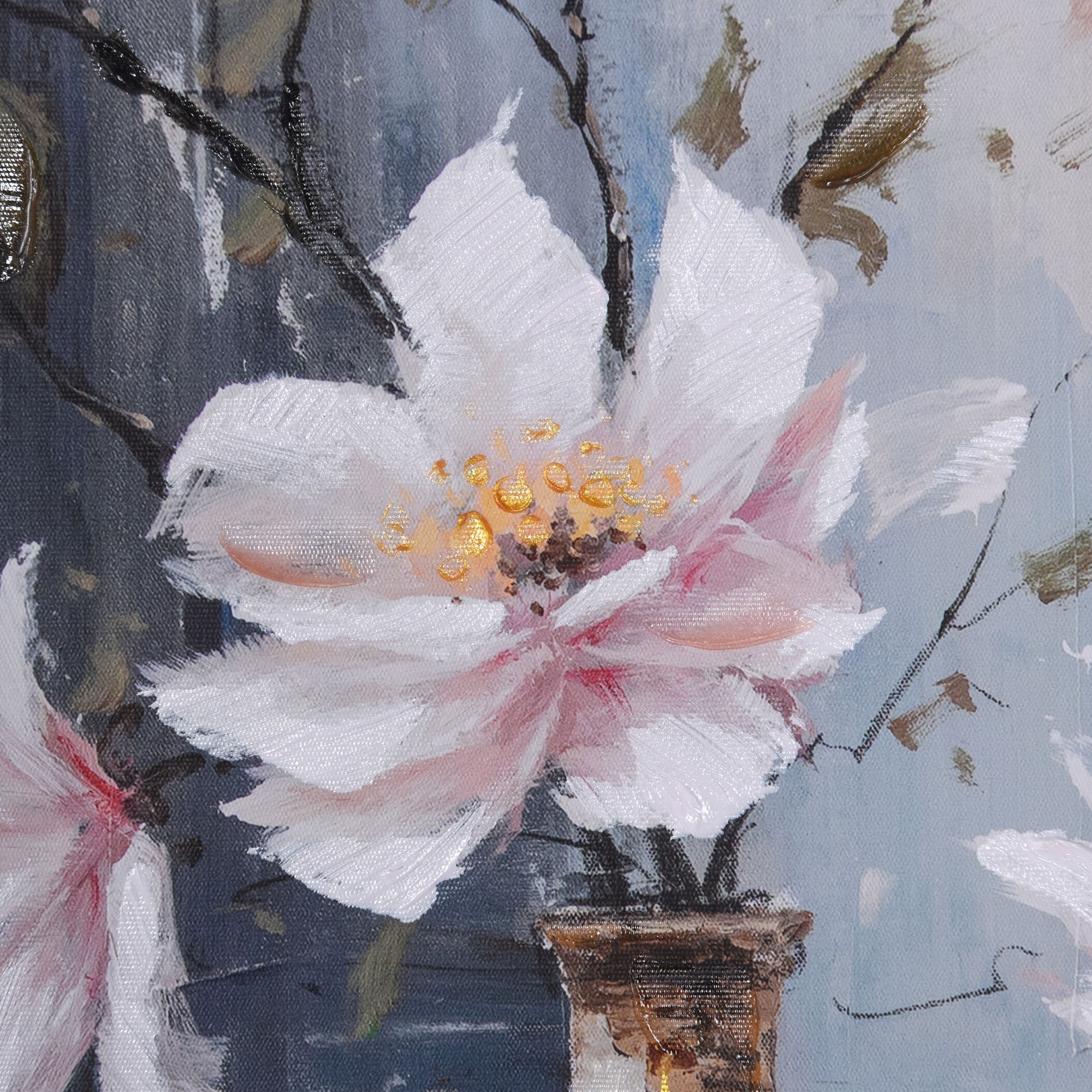 Image 4 Floral Still Life 30"W x 30"H Hand Embellished Canvas Wall Art more views