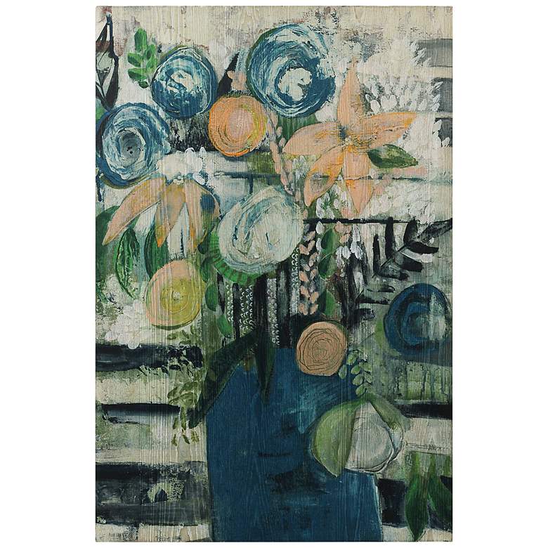 Image 2 Floral Stripe 36" High Giclee Printed Wood Wall Art