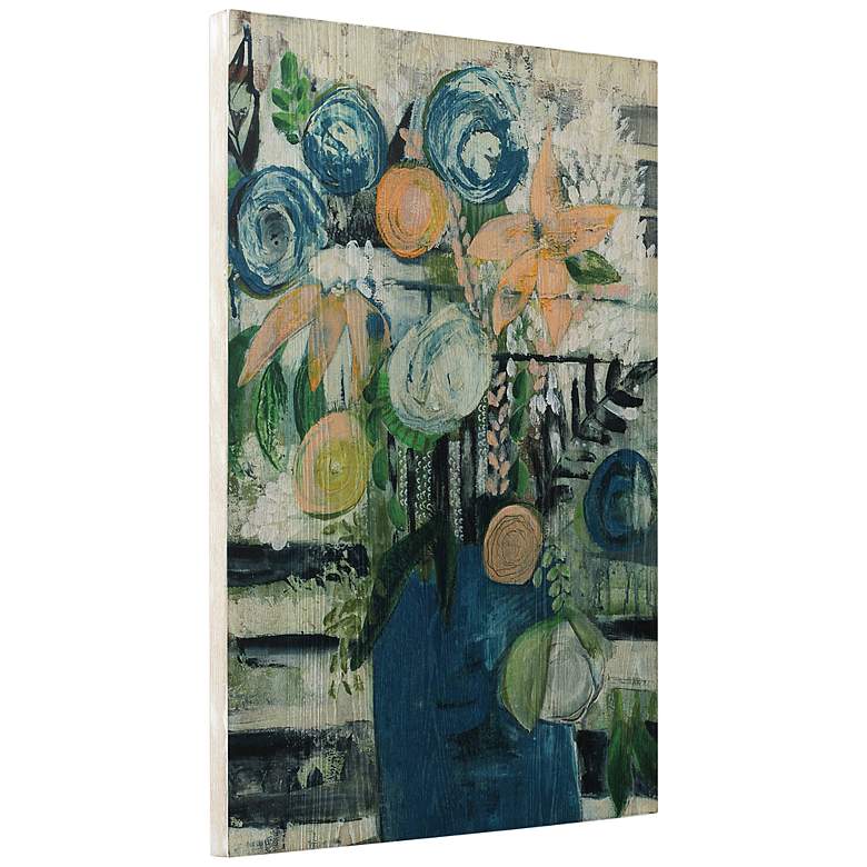 Image 5 Floral Stripe 36" High Giclee Printed Wood Wall Art more views