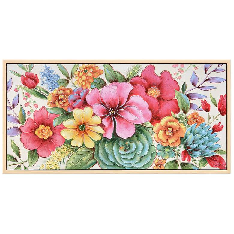 Image 1 Floral Symphony Heavily Textured Hand Painted Framed Canvas Wall Art