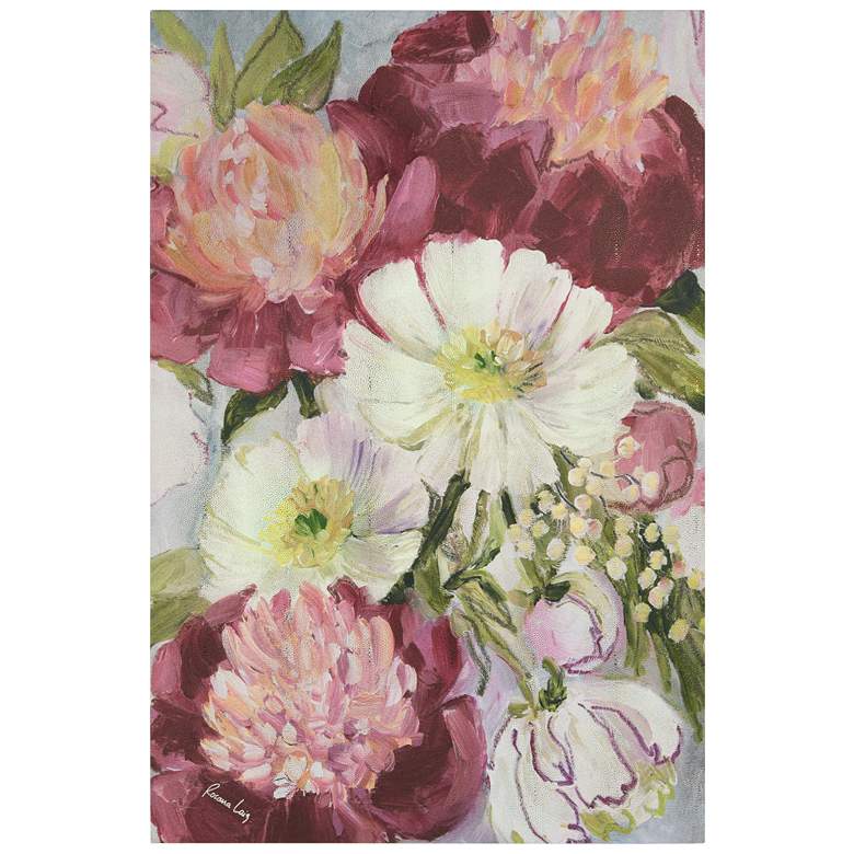 Image 1 Floral Symphony" Flowers Rendered on Gold Shagreen Wrapped Canvas Wall