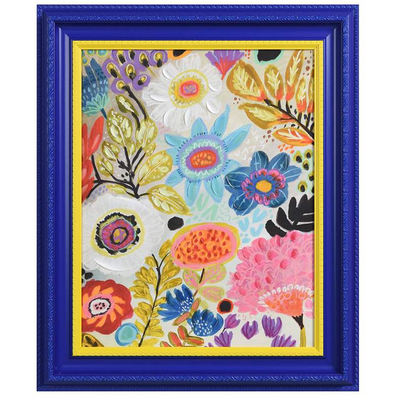 Image 1 Floral Symphony" Hand Embellished Framed Giclee Printed Canvas Wall Ar