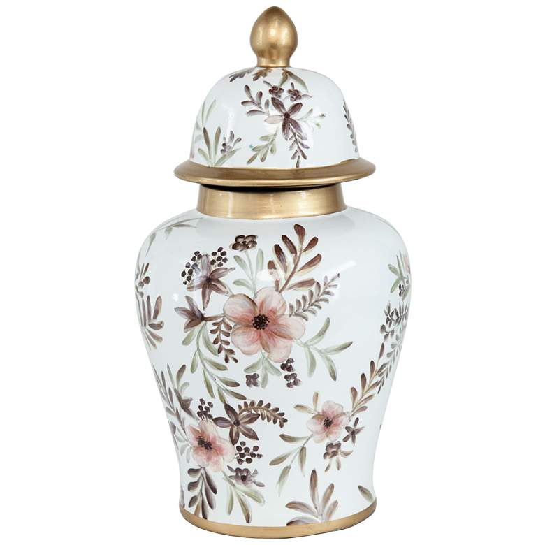 Image 1 Floral White &#38; Gold Ginger Jar