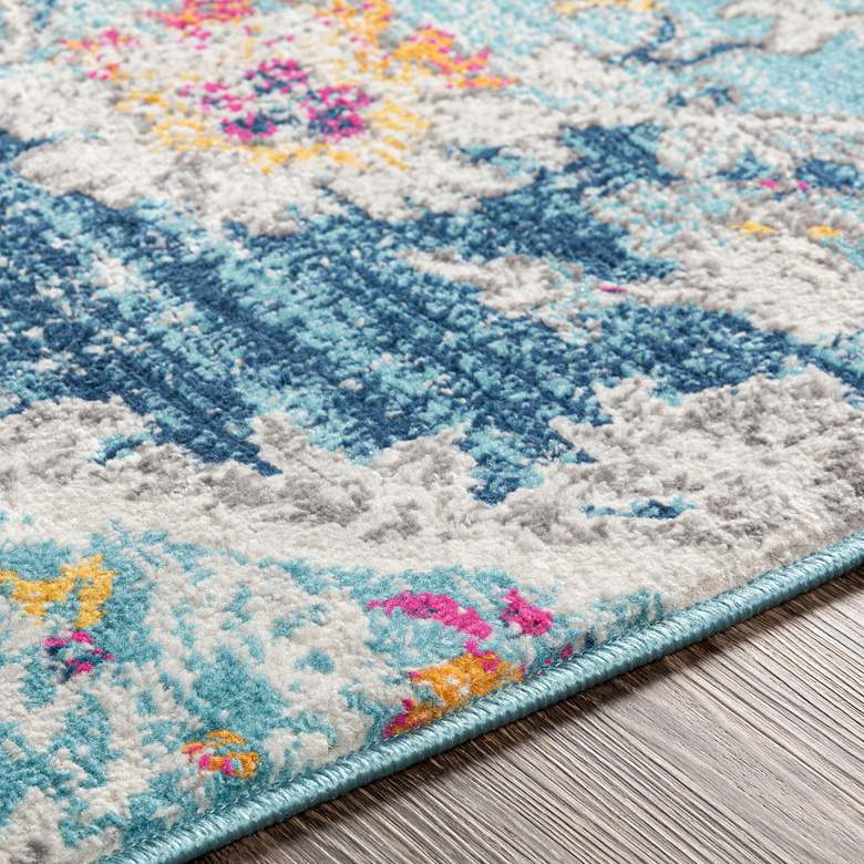 Image 3 Floransa FSA-2300 5'3"x7'1" Light Blue and Navy Area Rug more views