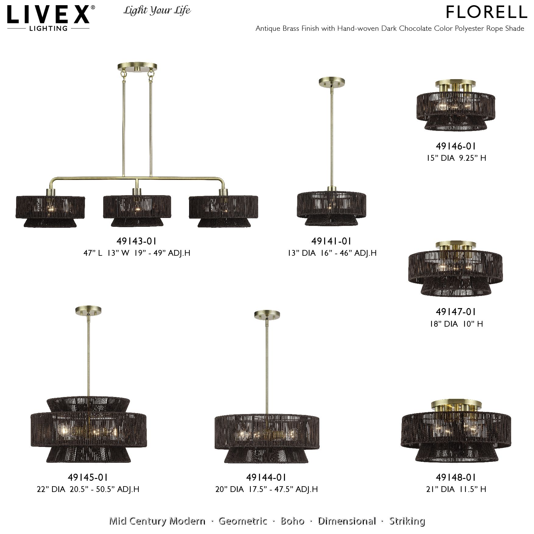 Florell 1 Light Antique Brass Pendant